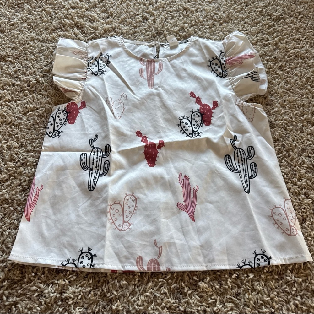 SHEIN White Top with Cactus Design